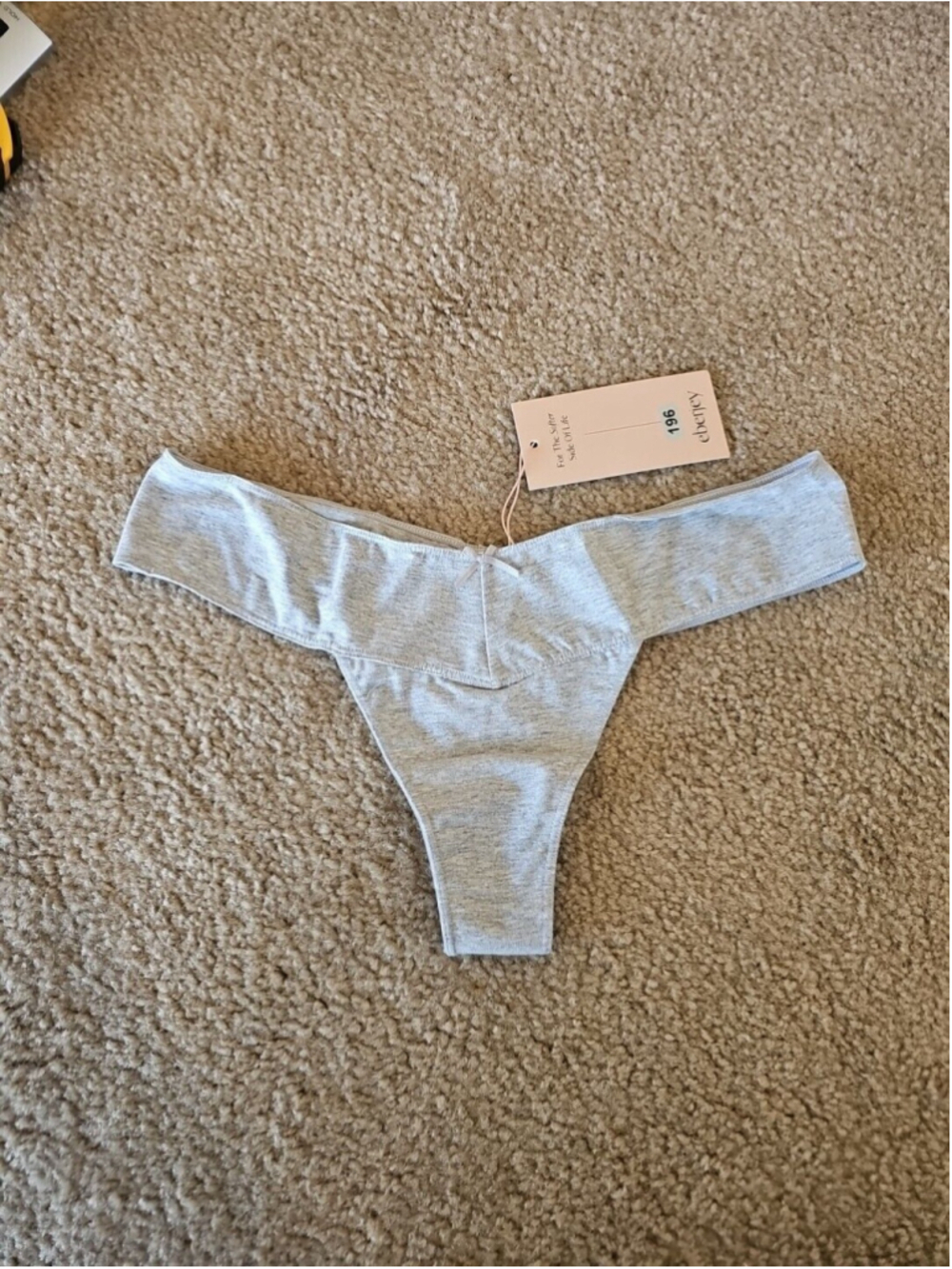 Eberjey Pima Cotton V Thong Heather Grey Women's Medium Large NEW